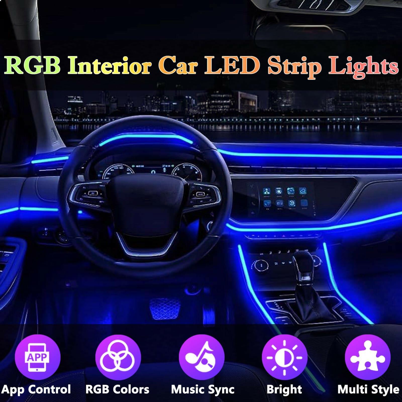 DEHERANE Interior Car LED Strip Lights, RGB 6 in 1 Ambient Lighting Kits with