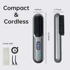 Cordless Hair Straightener Brush - Portable Straightener Brush with 9 Temp