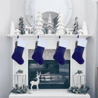 4 PACK Shgngle Blue Velvet Quilted Personalized Christmas Stocking,19.5 Inch