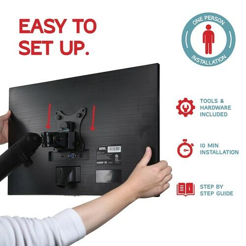 Dual Monitor Arm Stand 35" Screens Adjustable VESA Mount Desk Clamp Black