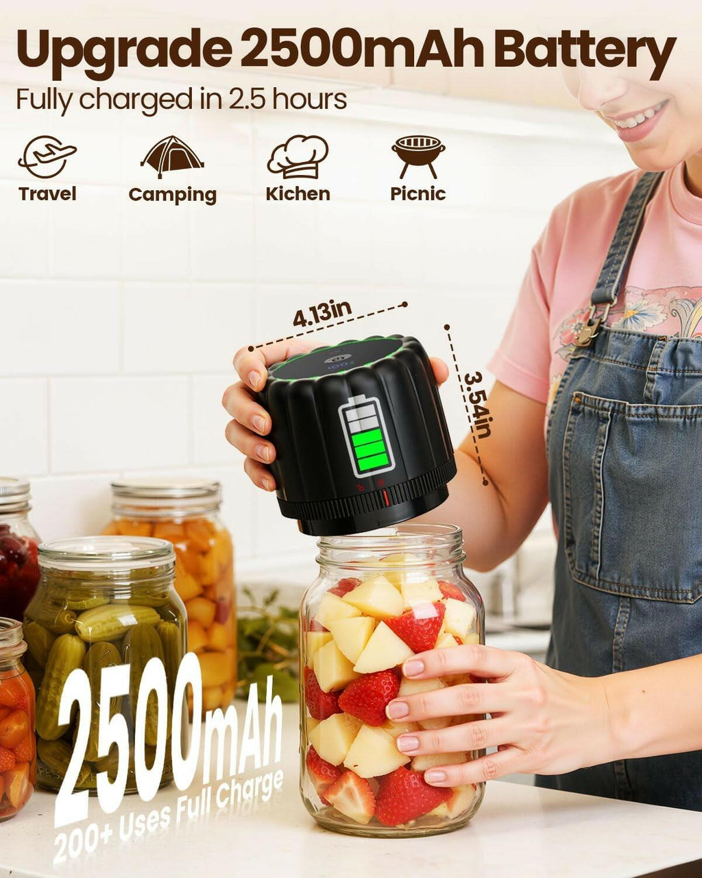 Snuuoby 2026 Upgraded Electric Mason Jar Vacuum Sealer Kit with Wide and Regular
