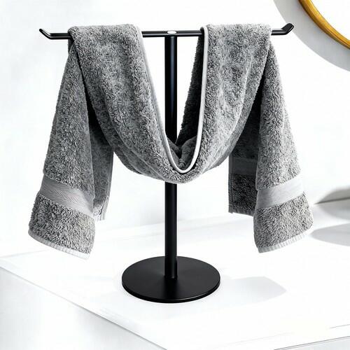 Countertop T-Shaped Stainless Steel Towel Rack, Black Hand Towel Holder with