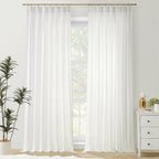 Pinch Pleated Sheer Curtains 84 Inches Long,Light Filtering Semi Sheer White