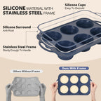 Vnray 2 Pack Jumbo Silicone Muffin Pan with Metal Frame, Non Stick Silicone