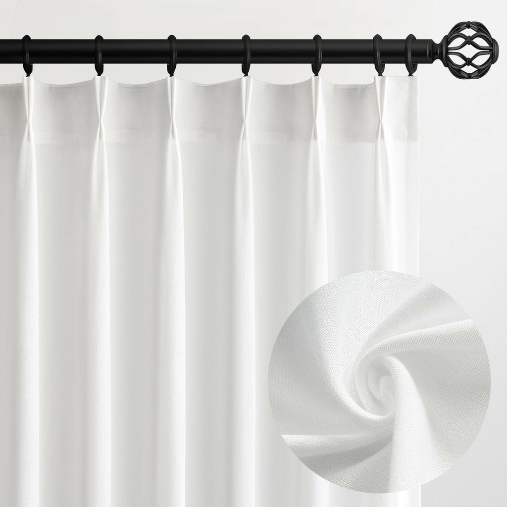 Pinch Pleated Sheer Curtains 84 Inches Long,Light Filtering Semi Sheer White