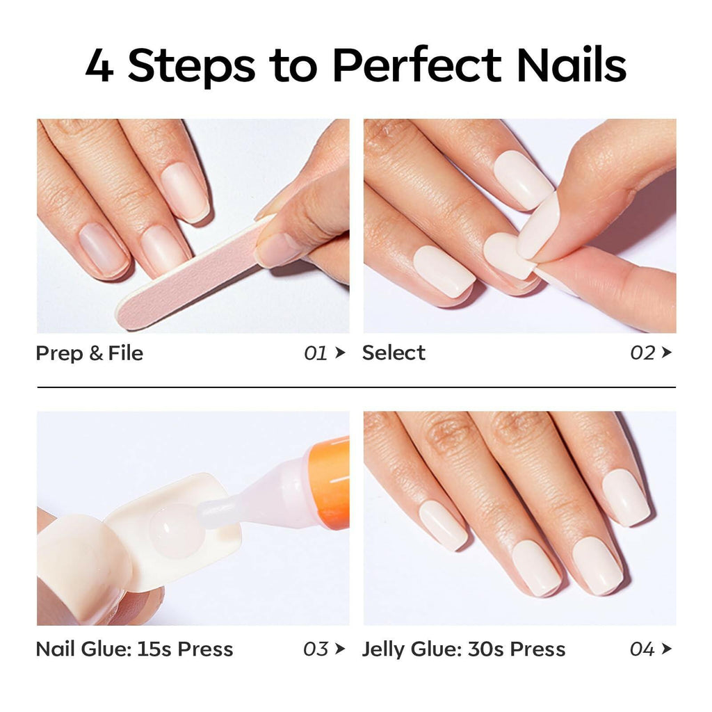 modelones Nude Pink Short Press on Nails, Semi-Transparent Oval Fake Nails Kit