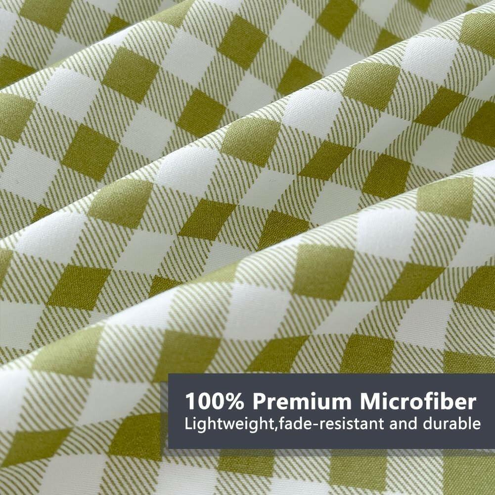 NSNLGSGC Sage Green Gingham Full Sheet Set, Soft Brushed Microfiber Plaid Full