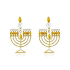 Hanukkah Earrings for Women Pearl Menorah Earrings Stud Jewish Holiday Jewelry
