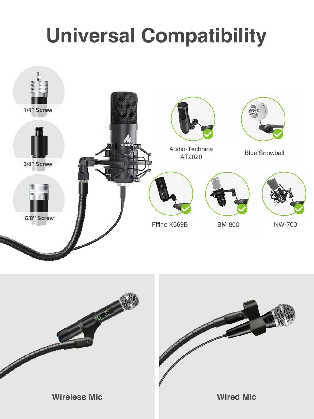 Elitehood Aluminum Foldable Microphone Stand, 82’’ Tall & Height Adjustable Mic