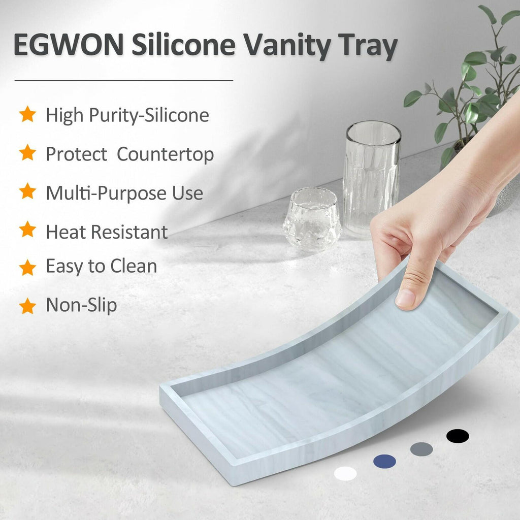 Bathroom Vanity Tray,Thick Original Silicone Soap Dispenser Tray,EGWON
