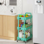Laiensia 3 Tier Rolling Cart Green Storage Organizer Wheels