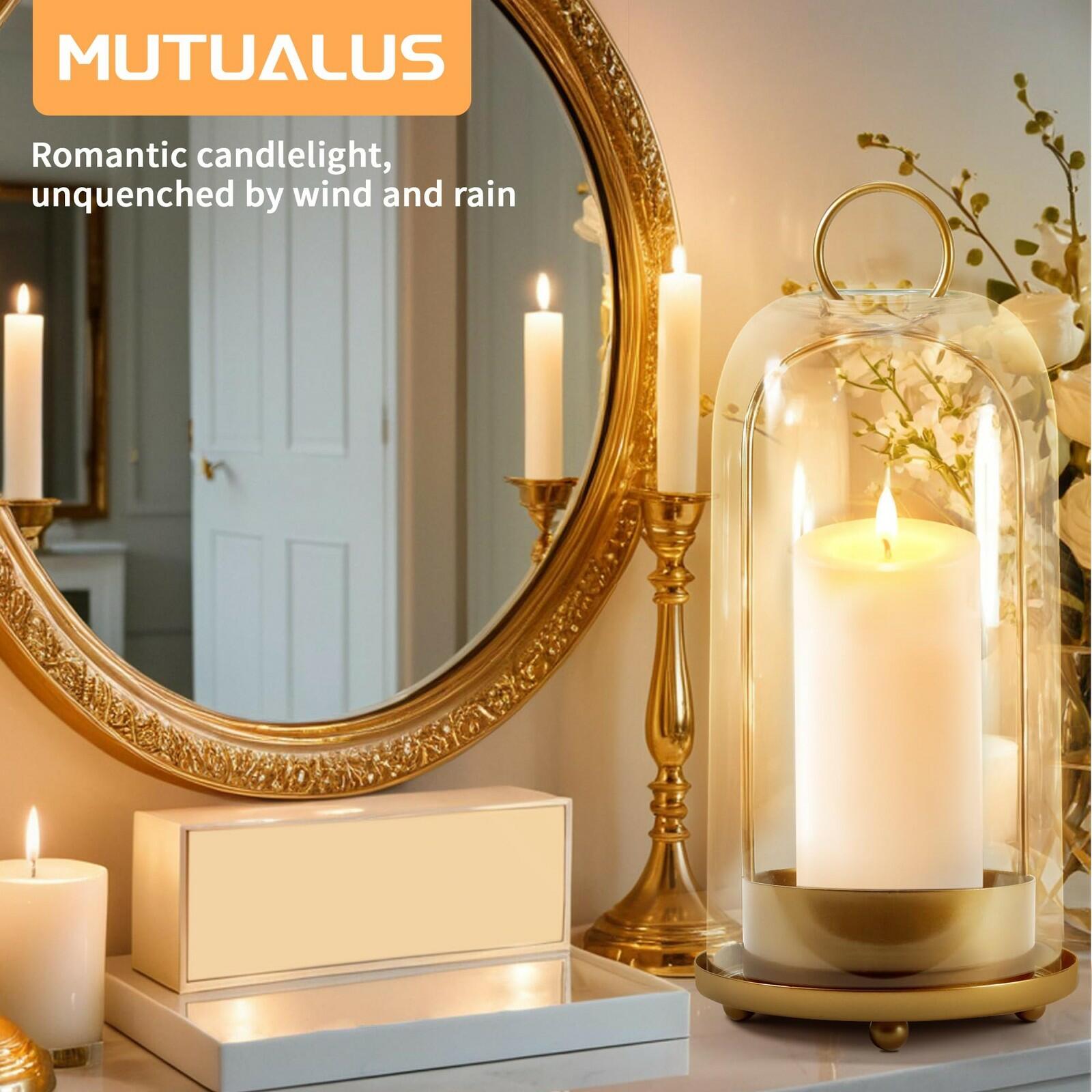 Hurricane Glass Candle Holder, Large Brass Lanterns Hurricane Candlestick Holder
