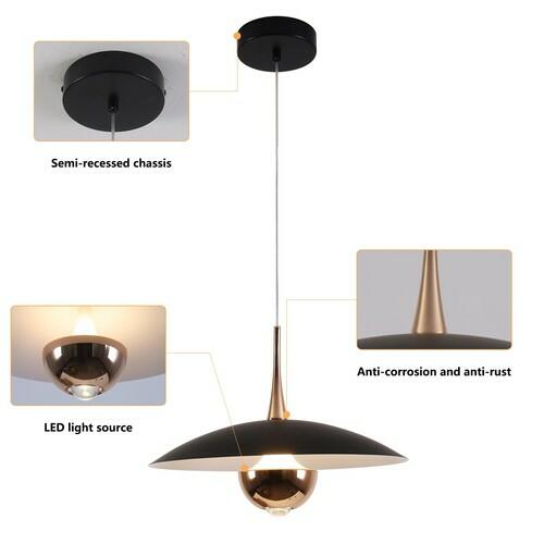 Fulesi Modern Black Pendant Lighting Fixture Mini Metal Ceiling Light Adjustable
