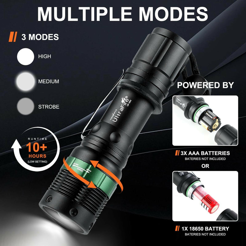 ULTRAFIRE 2pc 11-Inch Signal Traffic Wand Safty LED Flashlight 250 Lumen, Red