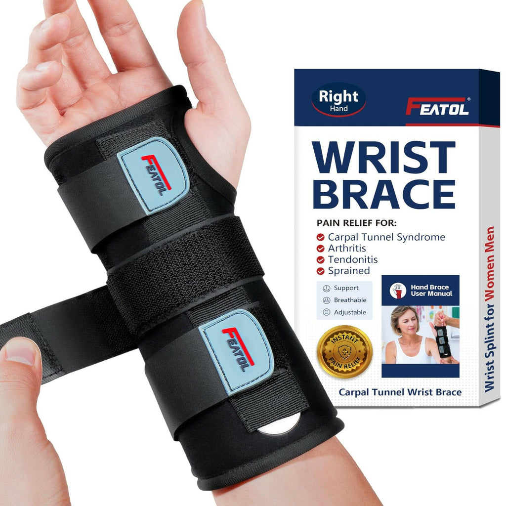 FEATOL Wrist Brace Hand Brace, Right Hand, Small/Medium  Carpal Tunnel Wrist