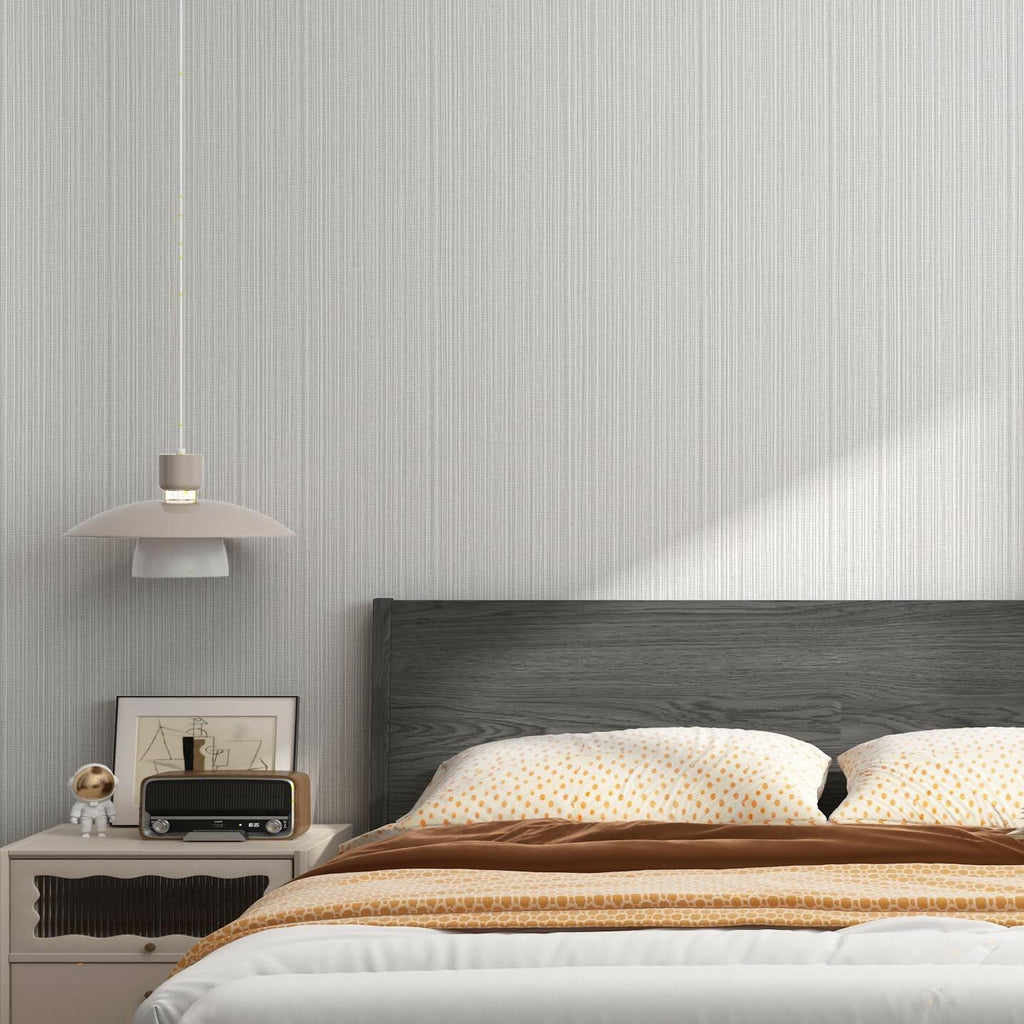 Cozydeco 24"x394" Light Grey Grasscloth Wallpaper Peel and Stick Faux Linen