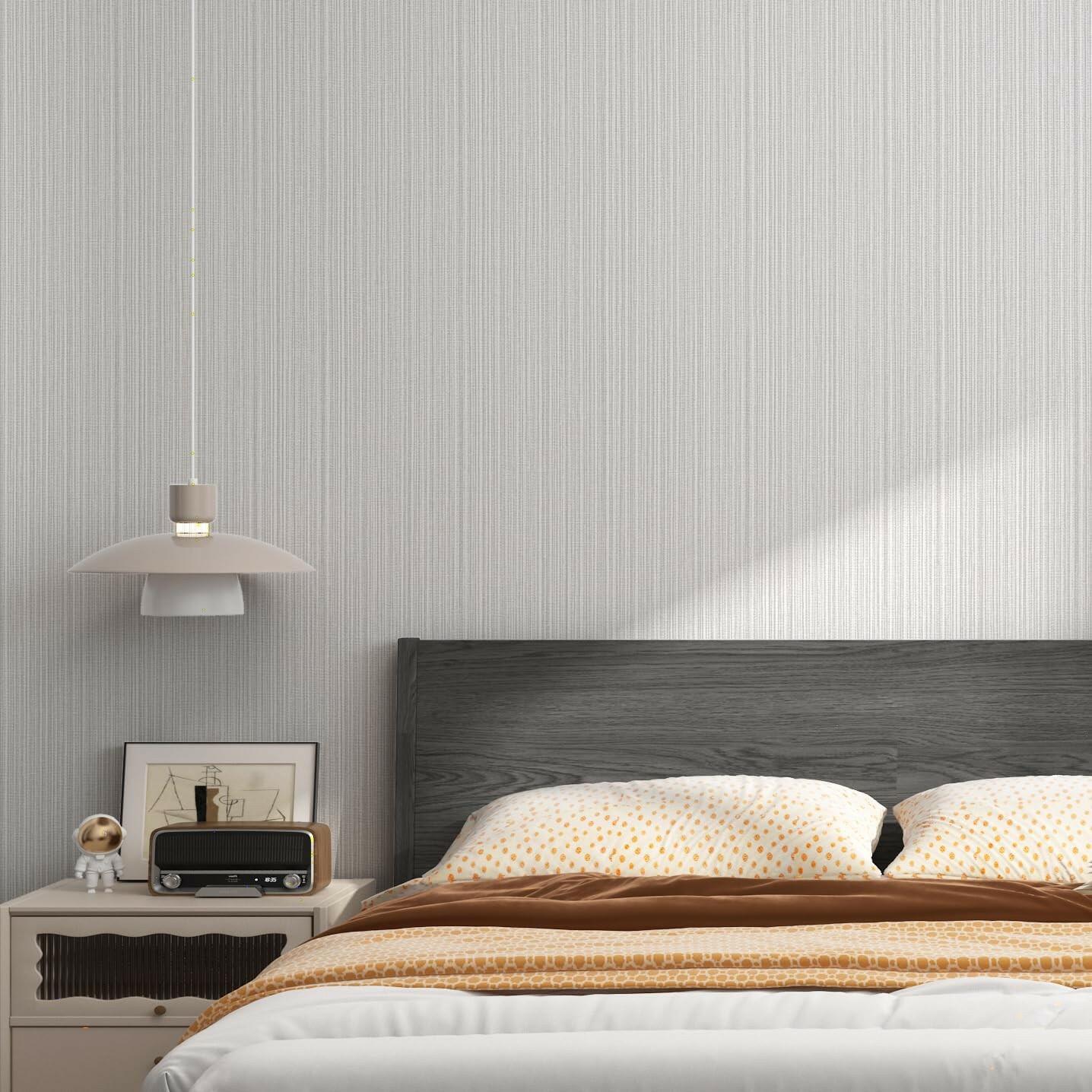 Cozydeco 24"x394" Light Grey Grasscloth Wallpaper Peel and Stick Faux Linen