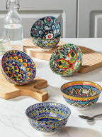 6 Pack HENXFEN LEAD Small Dessert Bowls – 10 oz Boho Ceramic Bowls for Ice