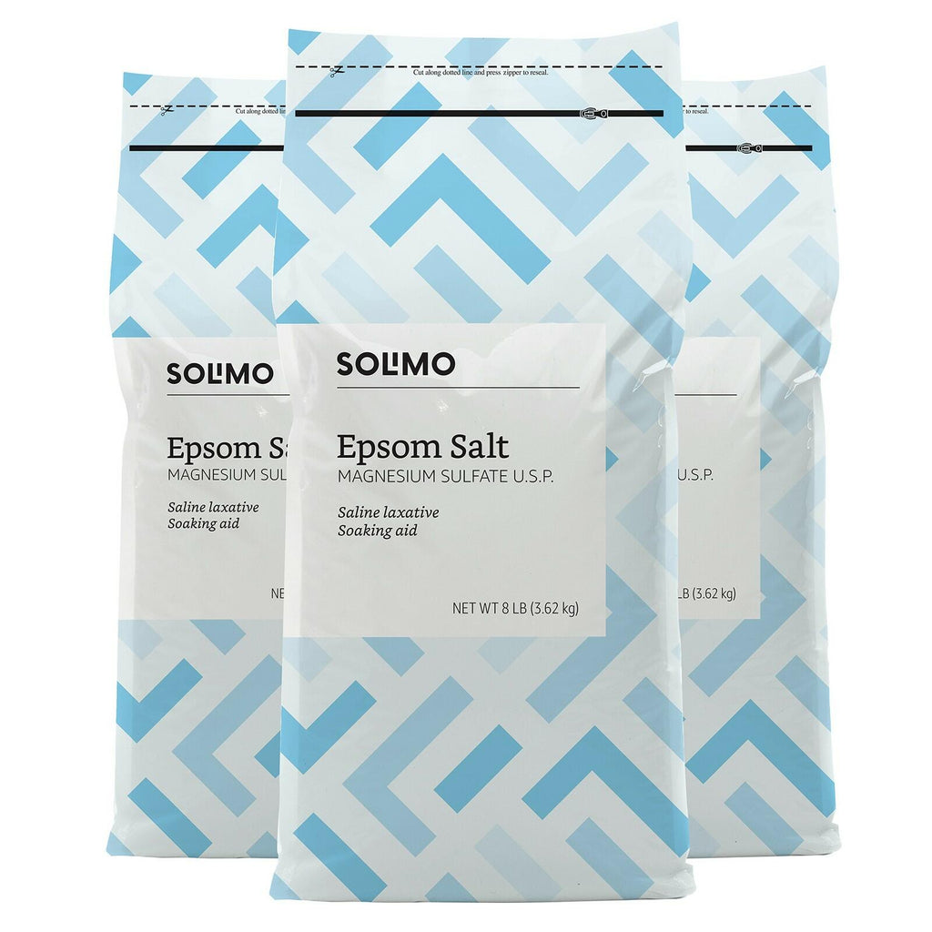 Pack of 3 Amazon Brand - Solimo Epsom Salt Soak, Magnesium Sulfate USP,