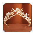 Gortin Flower Crown Bride Wedding Headband Gold Leaf Bridal Princess Headpiece