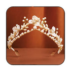 Gortin Flower Crown Bride Wedding Headband Gold Leaf Bridal Princess Headpiece