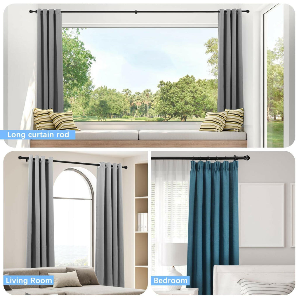 AMZSEVEN Curtain Rods for Windows 16 to 48 Inches, Curtain Rod Max Adjustable