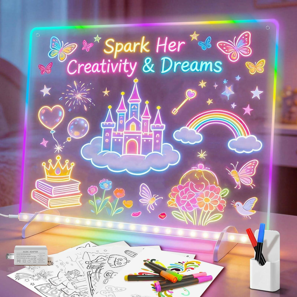 Lumiboard Led Drawing Board with 8 Colors, 13"x10" Acrylic Dry Erase Board with