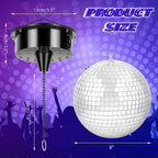 Meagoo Disco Ball with Motor and Light, 8" Hanging Mirror Ball and 6RPM