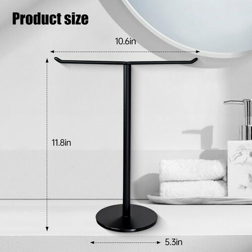 Countertop T-Shaped Stainless Steel Towel Rack, Black Hand Towel Holder with