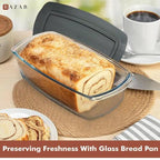 Razab LARGE 7.6 Cups/1800 ML/1.9 Qt Glass Loaf Pan with Lids - Meatloaf Pan BPA