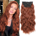 Clip in Hair Extensions 4 PCS 20 Inch Auburn Long Wavy Hair Extensions, Natural