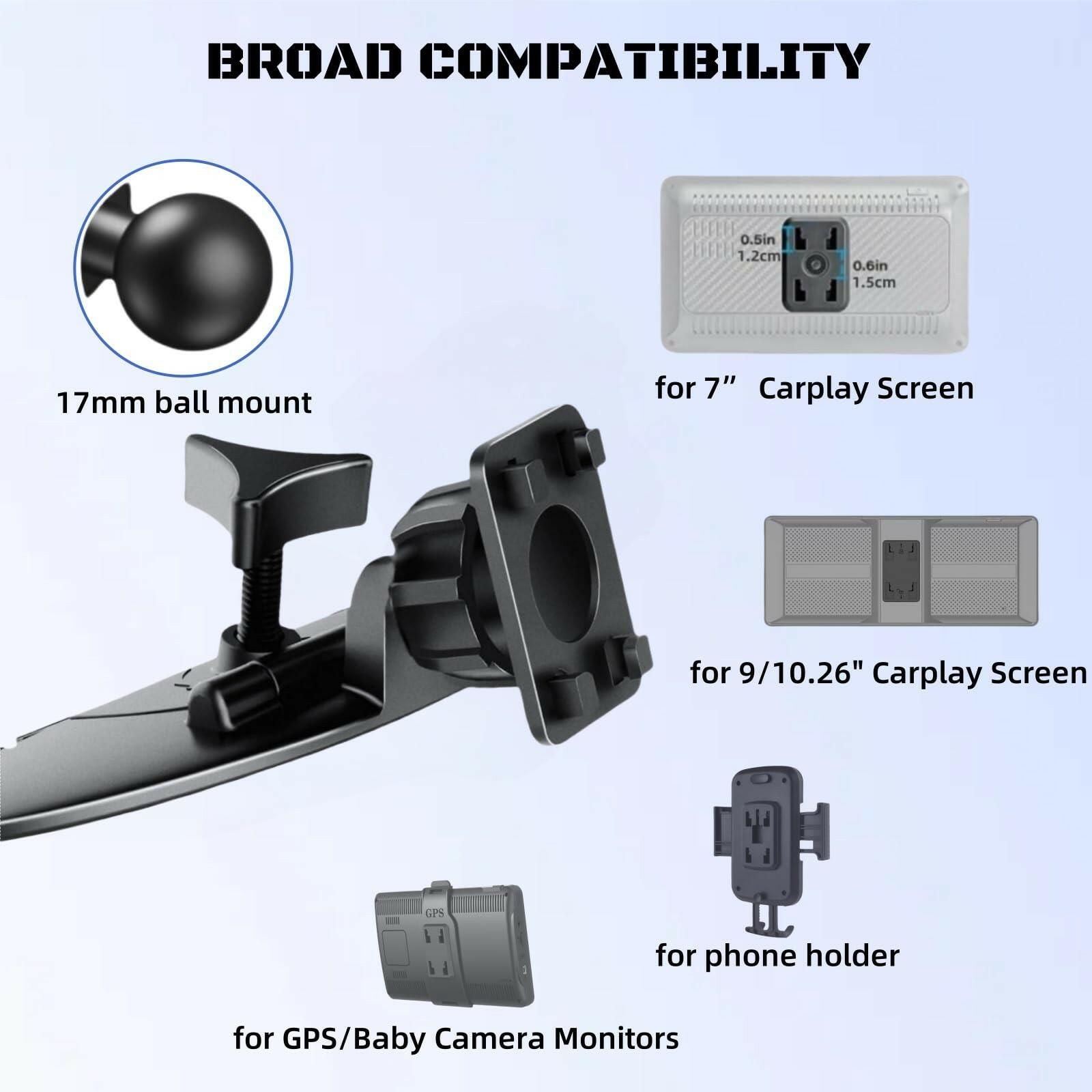 Epronic CD Slot Mount for Carplay Screen 17mm Ball Adapter with 4-Button Lock