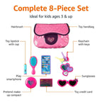 Amazon Basics 8-Piece Pretend Play Purse Toy with Accessories for Girls Ages 3
