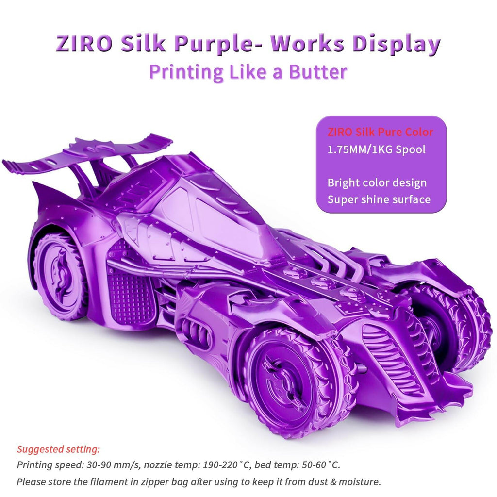 ZIRO 3D Printer Filament, Shine Glorry PLA Filament 1.75mm, Shining Silk 3D