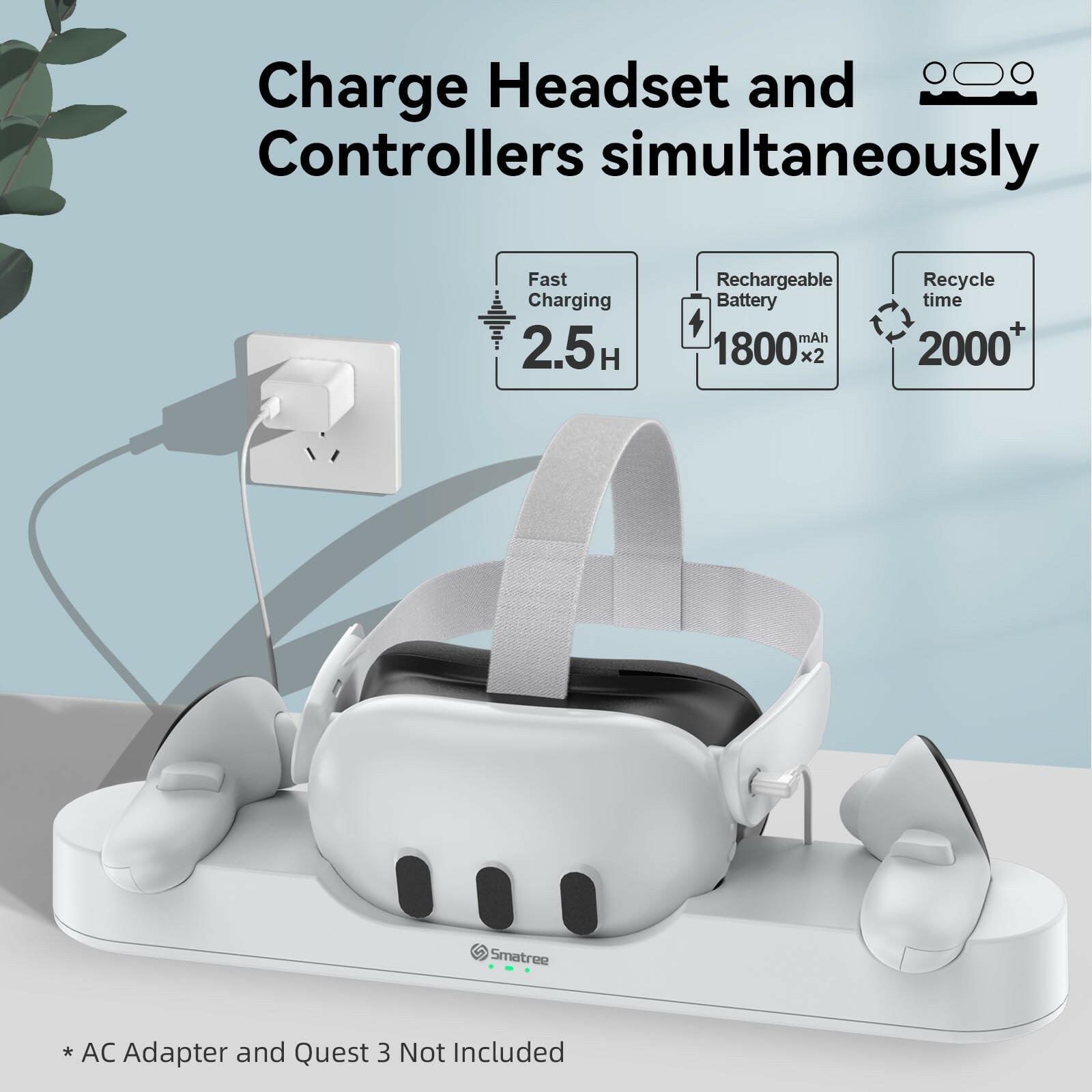 Smatree Charging Dock Compatible for Meta Quest 3S/Quest 3,Charge Controllers