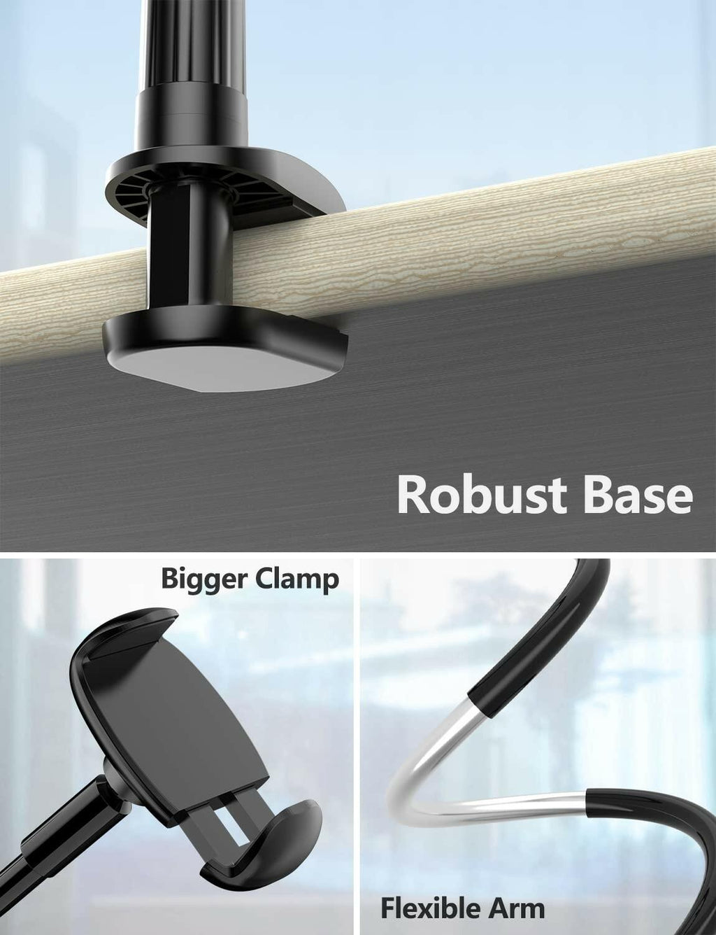 Tryone Gooseneck Phone Holder Stand for Bed Flexible Arm Adjustable Cell Phones