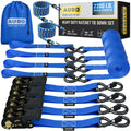 AUGO Ratchet Straps Heavy Duty 4 Pack -15 FT - 2200 LB Break Strength – with