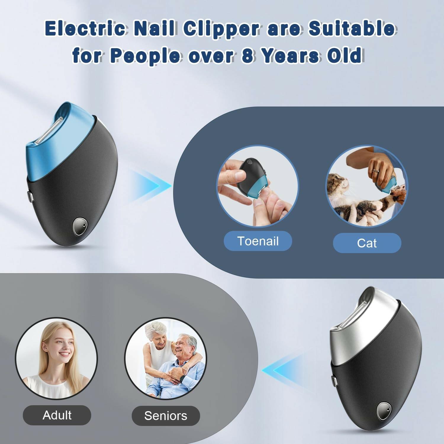 Electric Nail Clipper, Upgraded Toe Nail Clippers with Replacement Blade Heads,