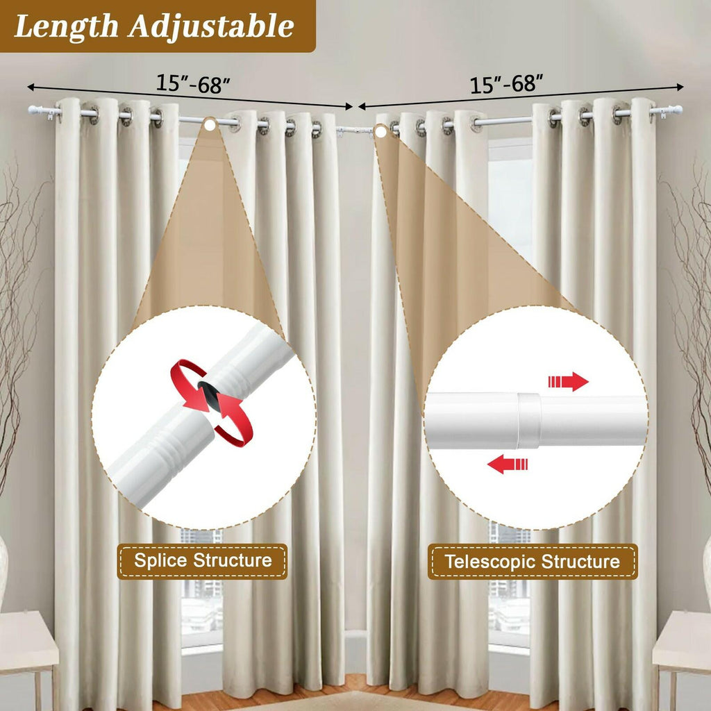 Lcokeiy White Steel Corner Curtain Rod, 30-136 Inch, Adjustable, Wall Mounted,