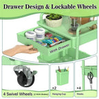 SUNALLY 3-Tier Rolling Cart with Drawer & Lockable Wheels, Bathroom Storage
