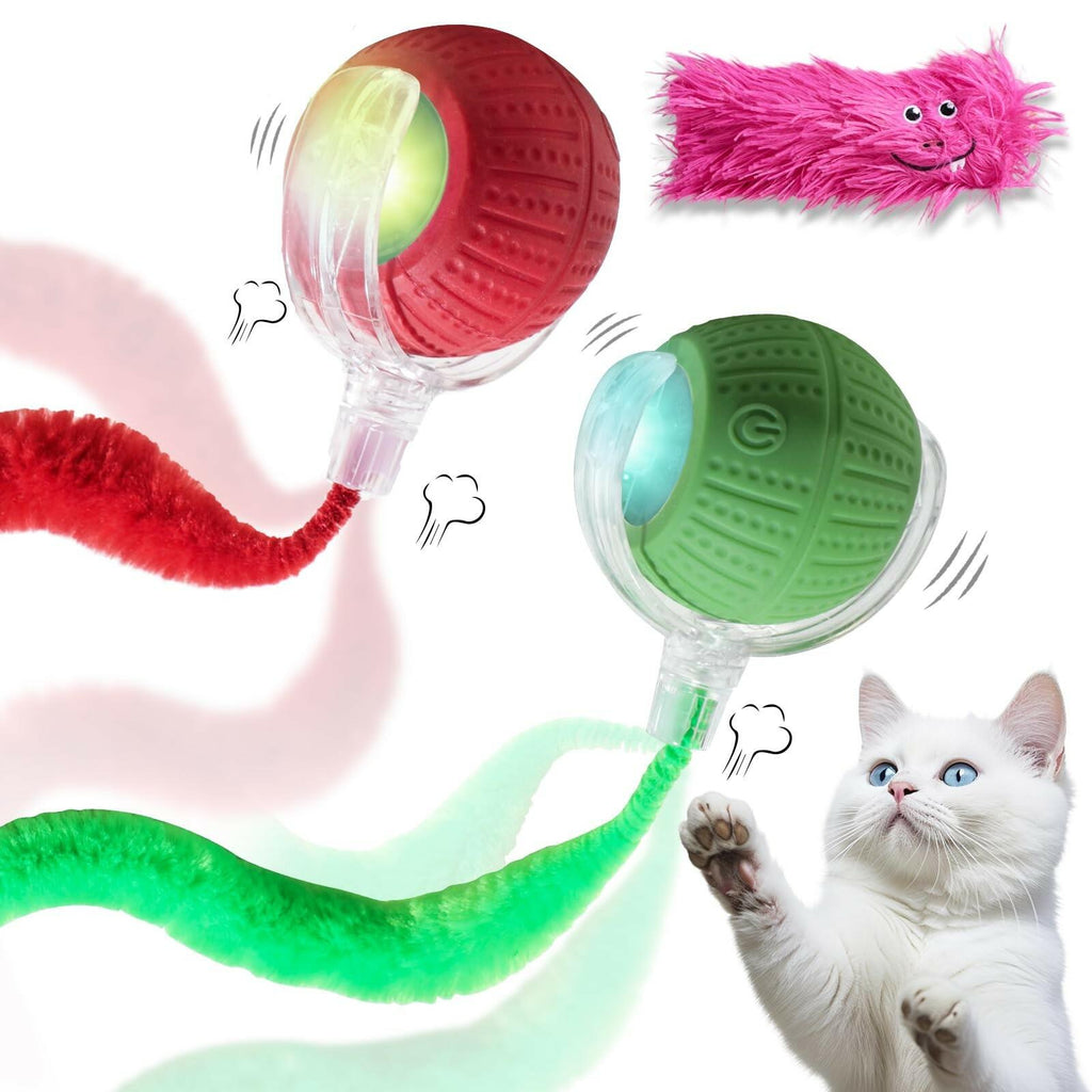 NVTED 2 PCS Interactive Cat Toys for Indoor Cats, Fast Rolling on Carpet Flash