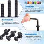Glarks 120Pcs M6x40/50/60/70/80mm Black Hex Socket Cap Bolt Screws and Barrel
