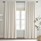 Topfinel Cream Linen Blackout Curtains 84 Inch Long for Bedroom Living Room,
