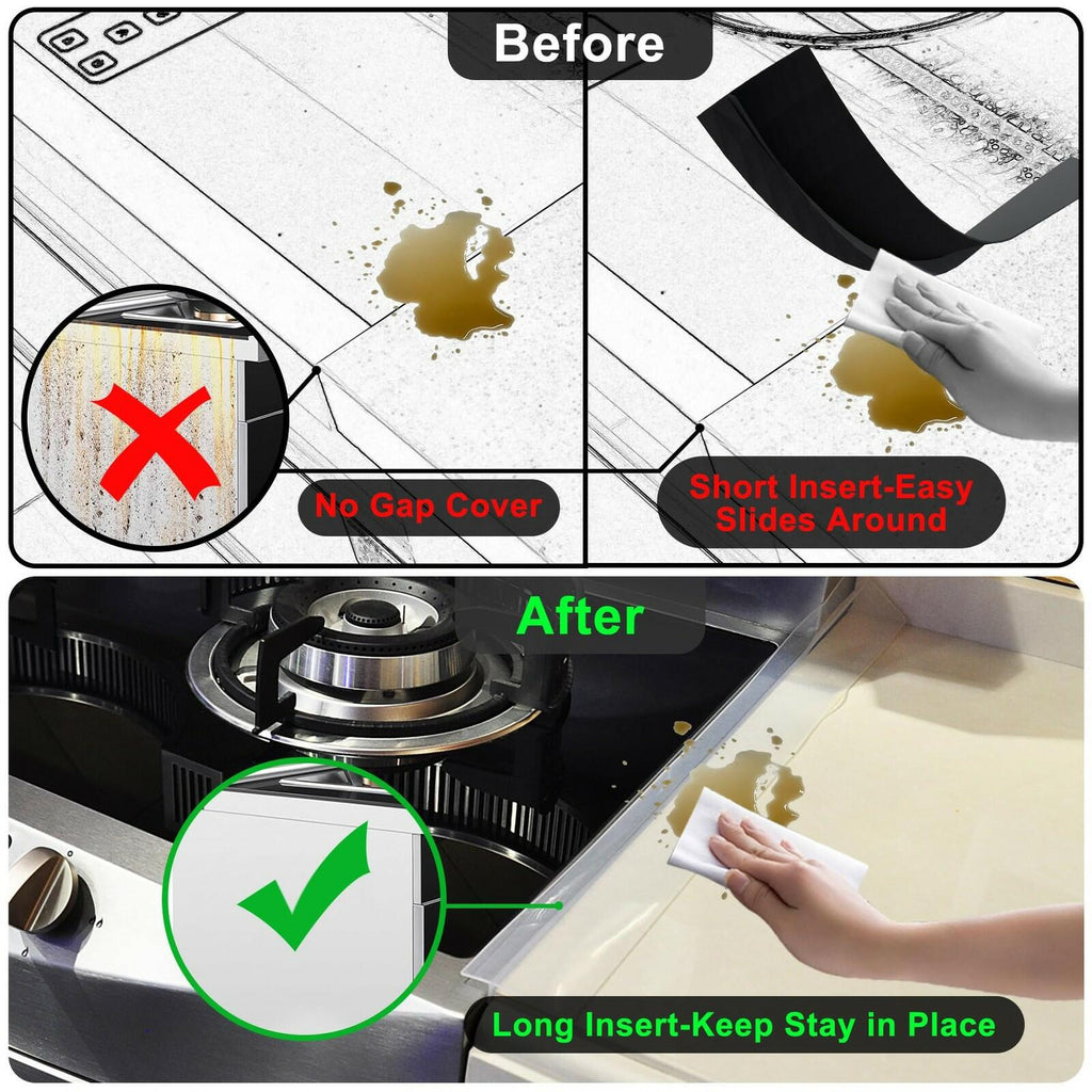 2 PACK Silicone Stove Counter Gap Cover Kitchen Counter Gap Filler Transparent