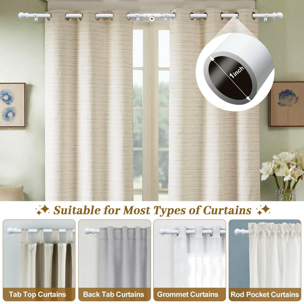 Lcokeiy White Steel Corner Curtain Rod, 30-136 Inch, Adjustable, Wall Mounted,