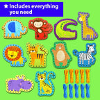 KRAFUN Safari Animal Preschool Arts & Crafts Lacing Kit, 10 Easy Lacing Cards