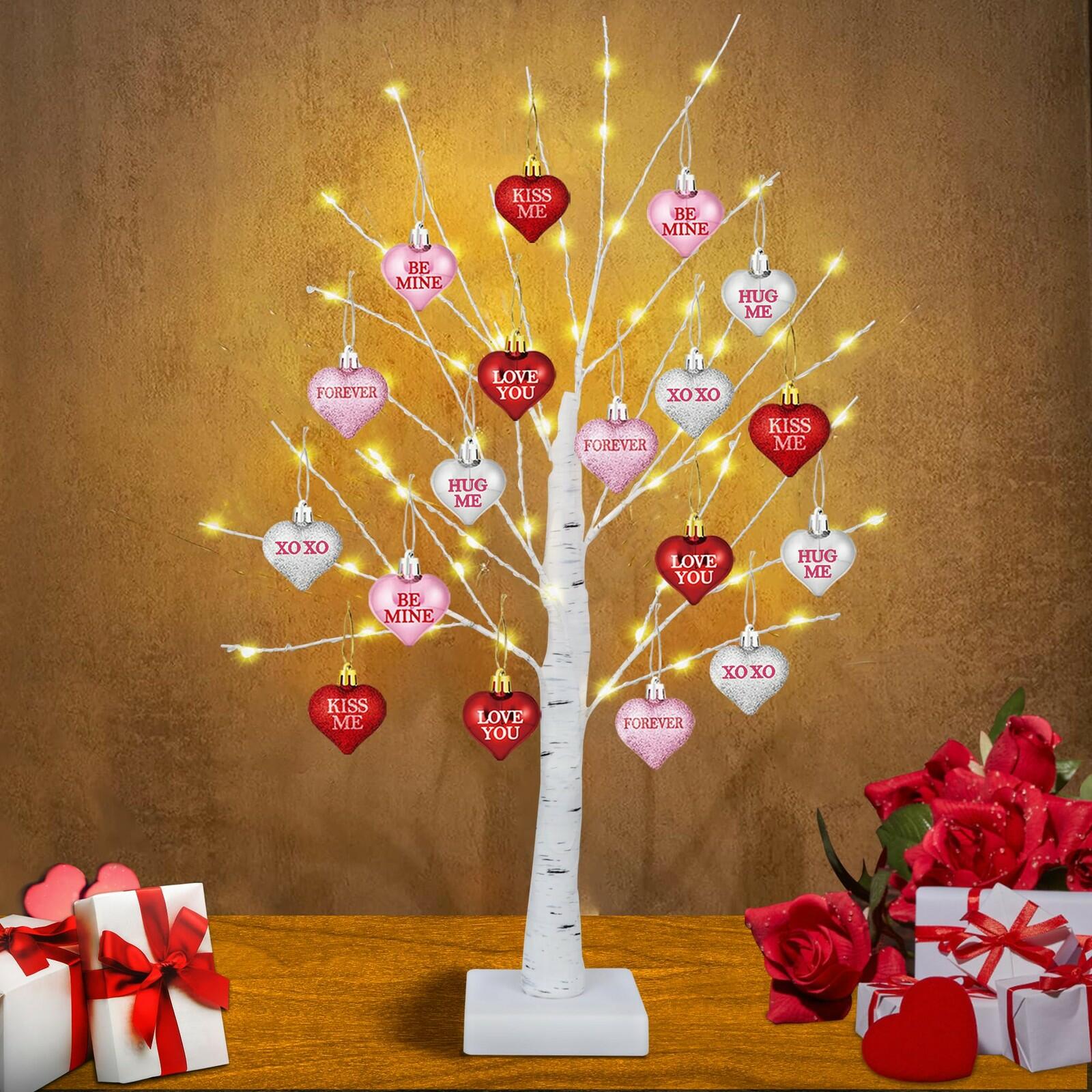 [Timer] Valentines Decor 24 Inch Valentines Decorations Lighted Tree with 18