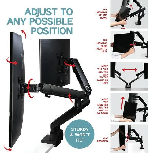 Dual Monitor Arm Stand 35" Screens Adjustable VESA Mount Desk Clamp Black