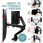 Dual Monitor Arm Stand 35" Screens Adjustable VESA Mount Desk Clamp Black