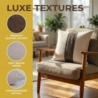 BOYSUM Set of 2 18"x18" Leather Throw Pillow Covers Outdoor Decor Patchwork